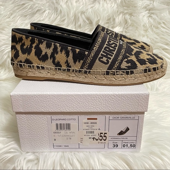 CHRISTIAN DIOR LOGO EMBROIDERED LEOPARD PRINT GRANVILLE ESPADRILLE 39 - Picture 6 of 12